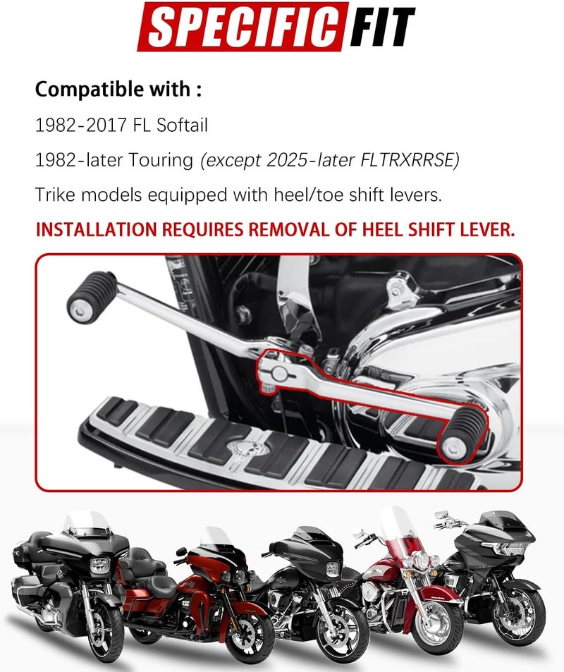 HAZAWA Heel Shifter Eliminator Spacer Shift Shaft Lever Delete Cover Compatible with Harley CVO Road King Electra Street Tri Tour Glide Freewheeler (Eliminator-Chrome) - Image 2